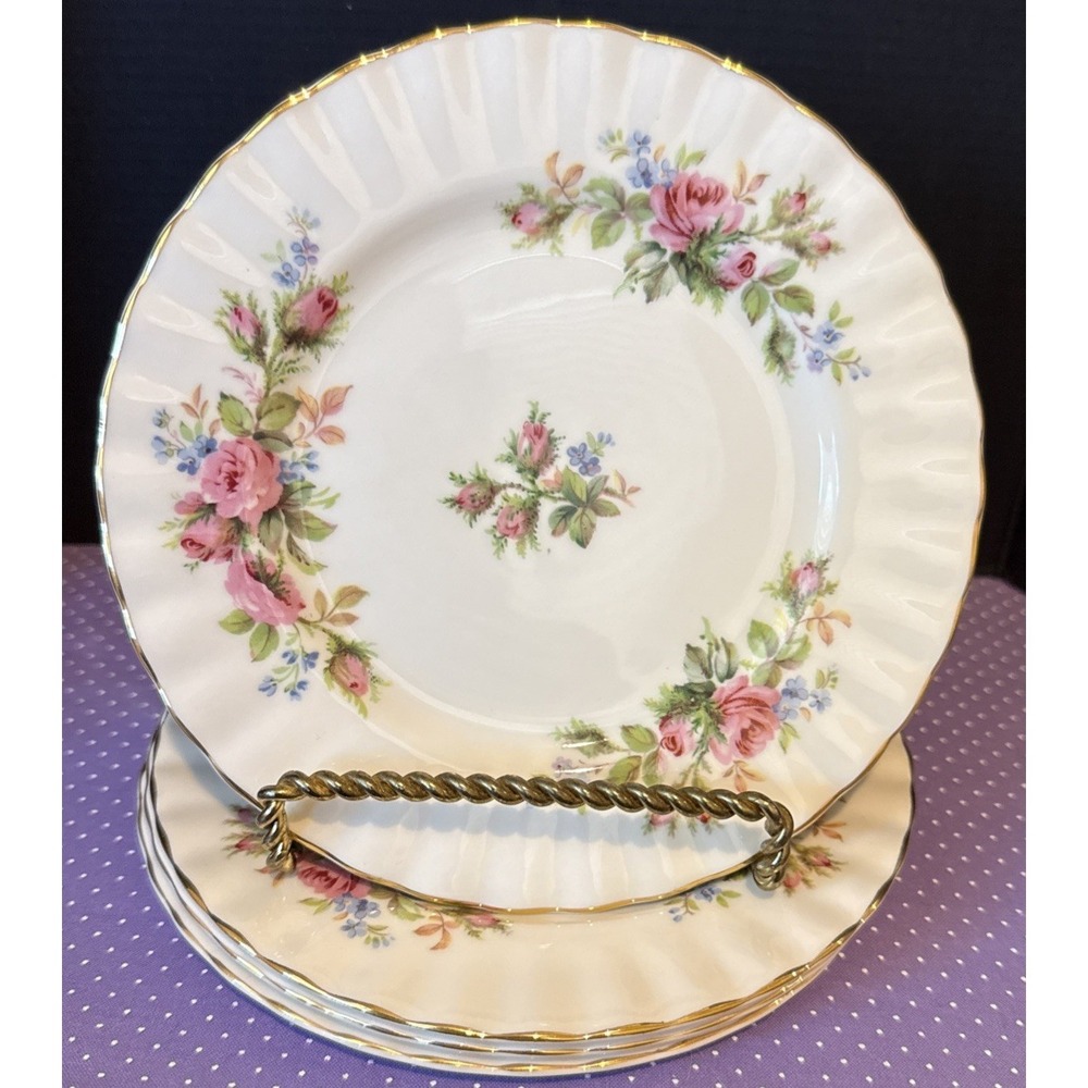Royal Albert Moss‎ Rose Bread Butter Plates Plate Set Of 4 Bone China England 6"